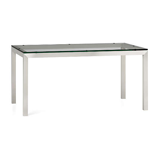 Parsons Clear Glass Top/ Stainless Steel Base Dining Tables