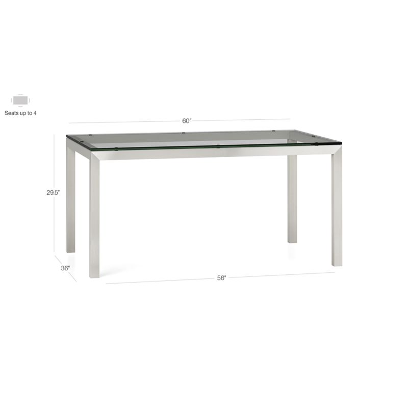 View Parsons Clear Glass Top/ Stainless Steel Base 60x36 Dining Table - image 2 of 8