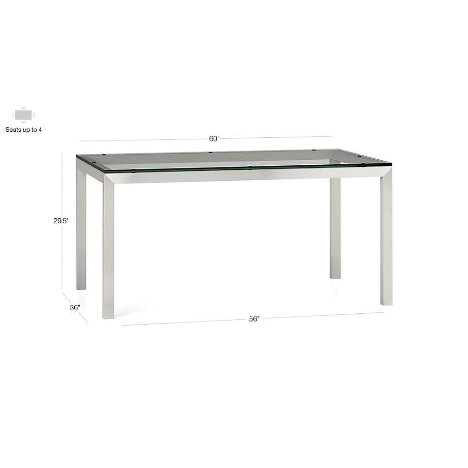 View Parsons Clear Glass Top/ Stainless Steel Base Dining Tables - image 2 of 10