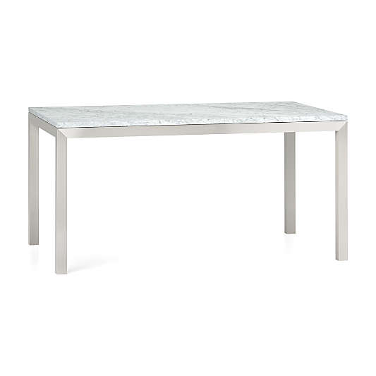 Parsons White Marble Top/ Stainless Steel Base 60x36 Dining Table