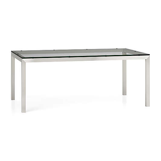 Parsons Clear Glass Top/ Stainless Steel Base 72x42 Dining Table