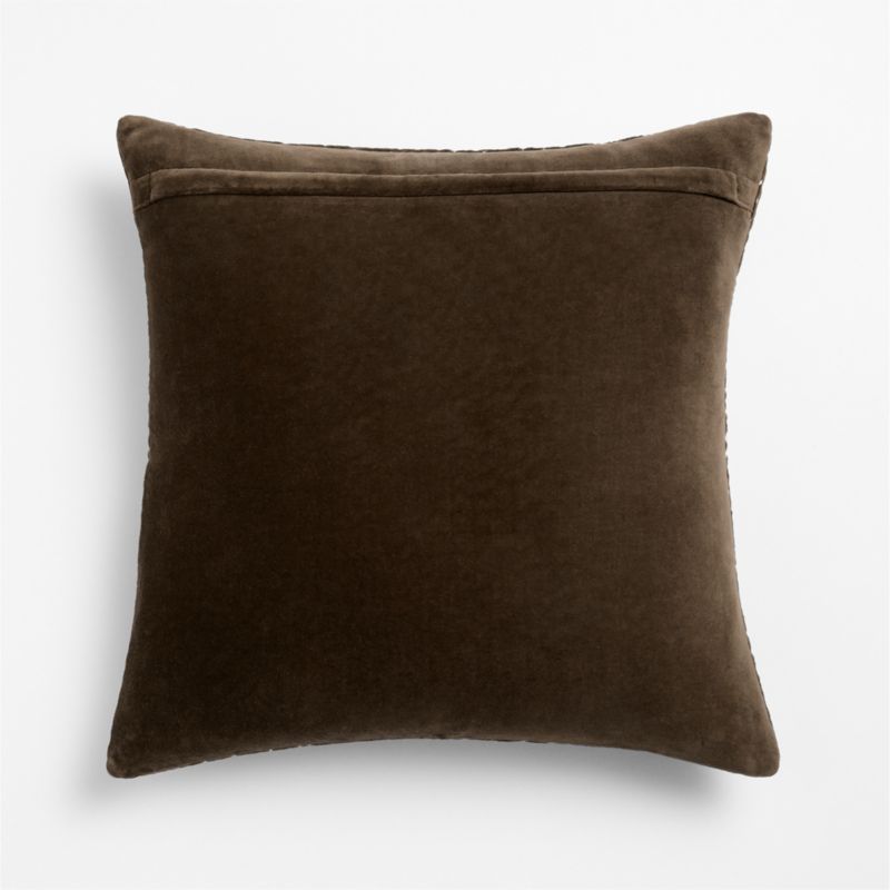 Sashiko Organic Cotton Velvet 20"x20" Deep Brown Throw Pillow Cover with Down-Alternative Insert - image 2 of 5