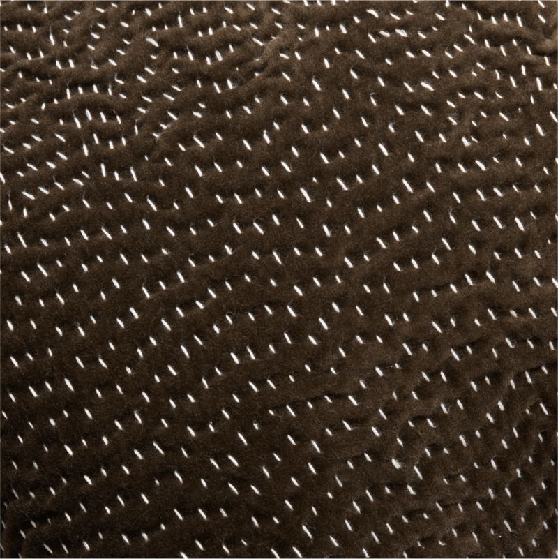 Sashiko Organic Cotton Velvet 20"x20" Deep Brown Throw Pillow Cover with Down-Alternative Insert - image 3 of 5