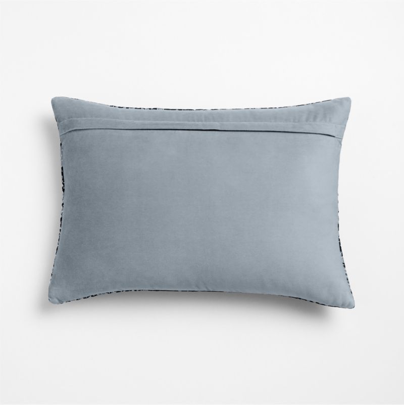 Sashiko Floral Organic Cotton Velvet 22"x15" Blue Throw Pillow Cover with Feather Insert - image 2 of 5