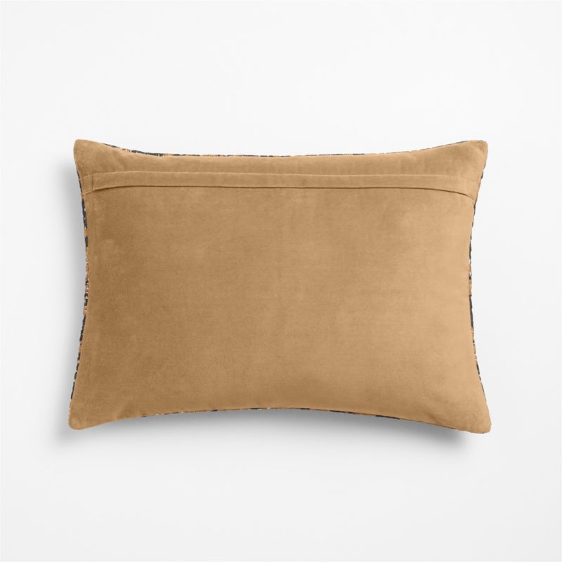 Sashiko Floral Organic Cotton Velvet 22"x15" Camel Tan Throw Pillow Cover with Down-Alterntative Insert - image 3 of 5