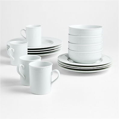 View Staccato White Porcelain 16-Piece Dinnerware Set details
