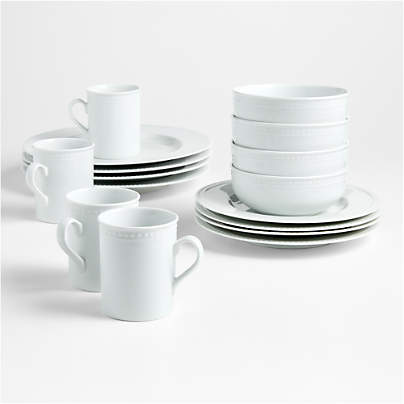 Staccato White Porcelain 16-Piece Dinnerware Set