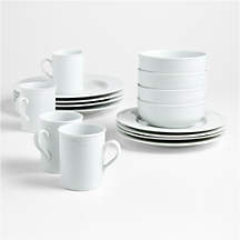 Staccato White Porcelain 16-Piece Dinnerware Set + Reviews | Crate & Barrel