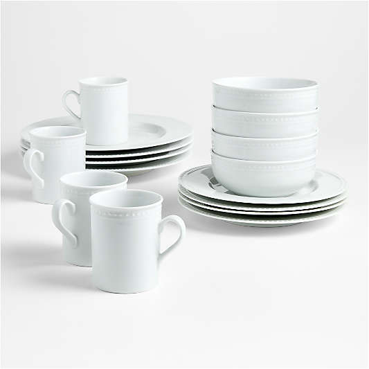 Staccato White Porcelain 16-Piece Dinnerware Set