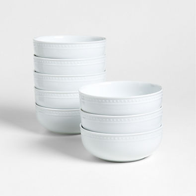 View Staccato White Porcelain Cereal Bowls, Set of 8 details