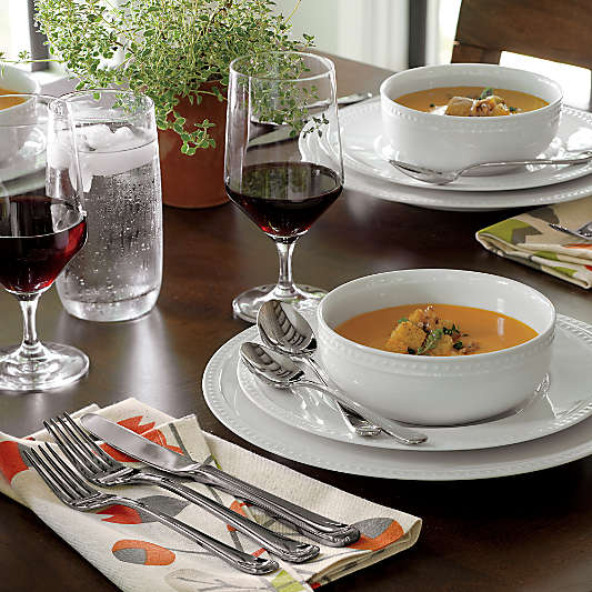 Staccato White Porcelain Cereal Bowls, Set of 8