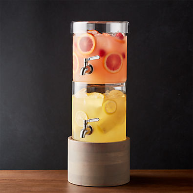 View Stacking 2-Gallon Glass Cold Drink Dispenser with Brooks Grey Wood Stand details