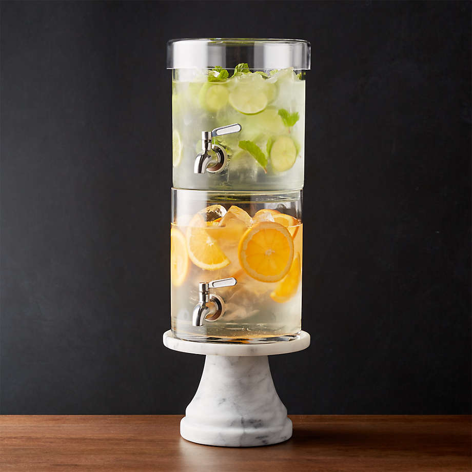 Stacking Drink Dispenser with French Kitchen White Marble Stand + Reviews | Crate & Barrel