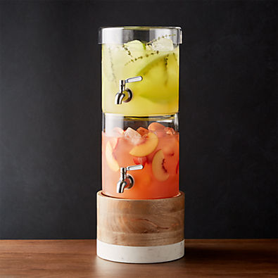 View Stacking 2-Gallon Glass Cold Drink Dispenser with Wood-Marble Stand details
