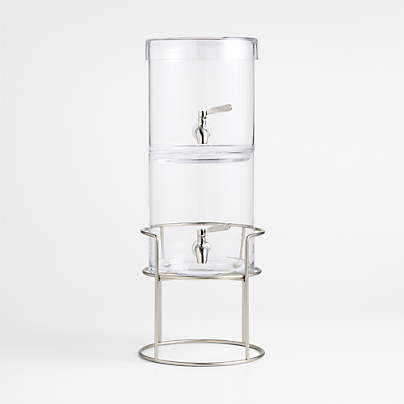 Stacking 2-Gallon Glass Cold Drink Dispenser with Silver Stand