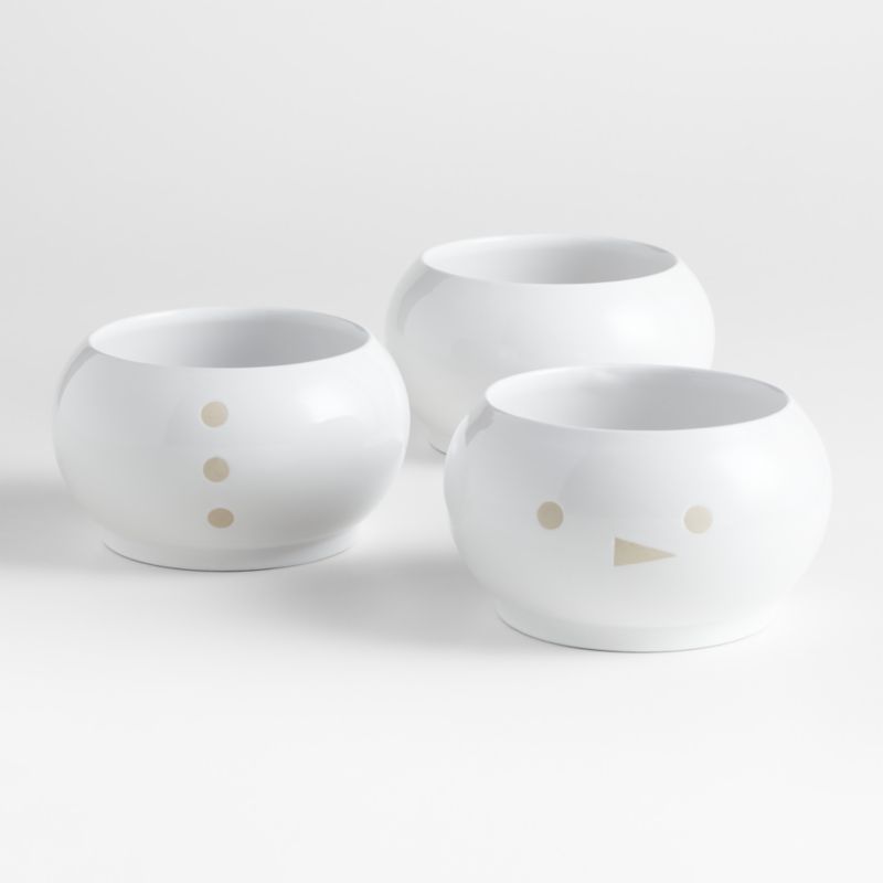 Stacking Snowman White Stoneware Bowls Set - image 1 of 3