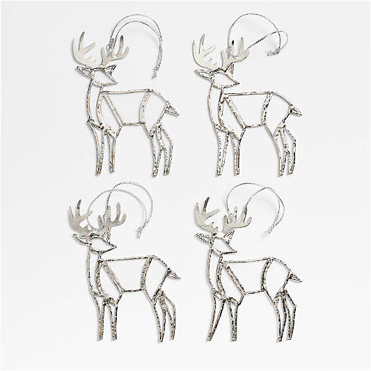 Stained Glass Deer Christmas Tree Ornament, Set of 4