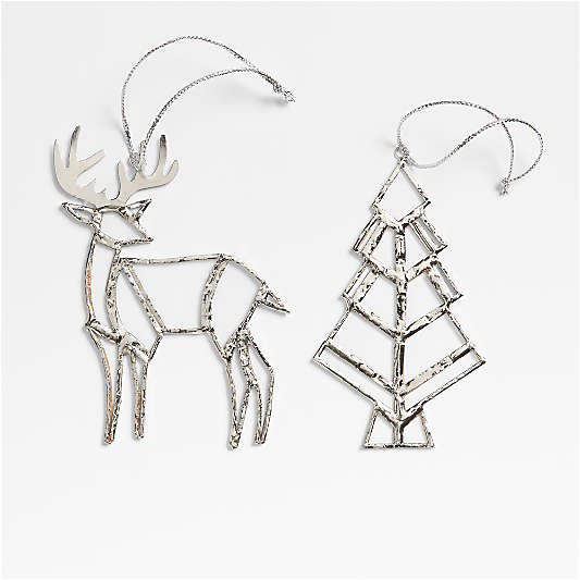 Stained Glass Deer Christmas Tree Ornament, Set of 4