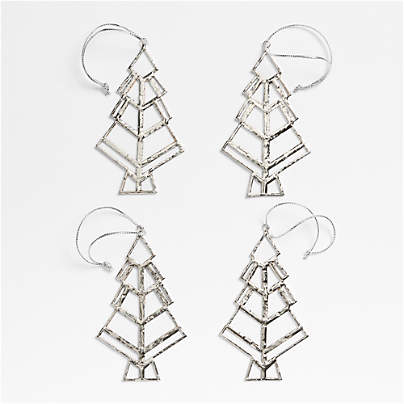 Stained Glass Tree Christmas Ornament, Set of 4