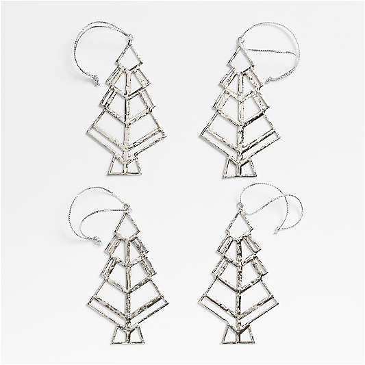 Stained Glass Tree Christmas Ornament, Set of 4