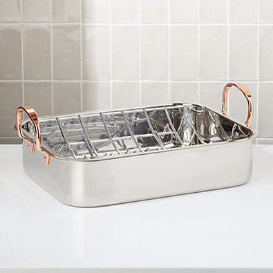 View Stainless Steel 16" Roasting Pan with Copper Handles details