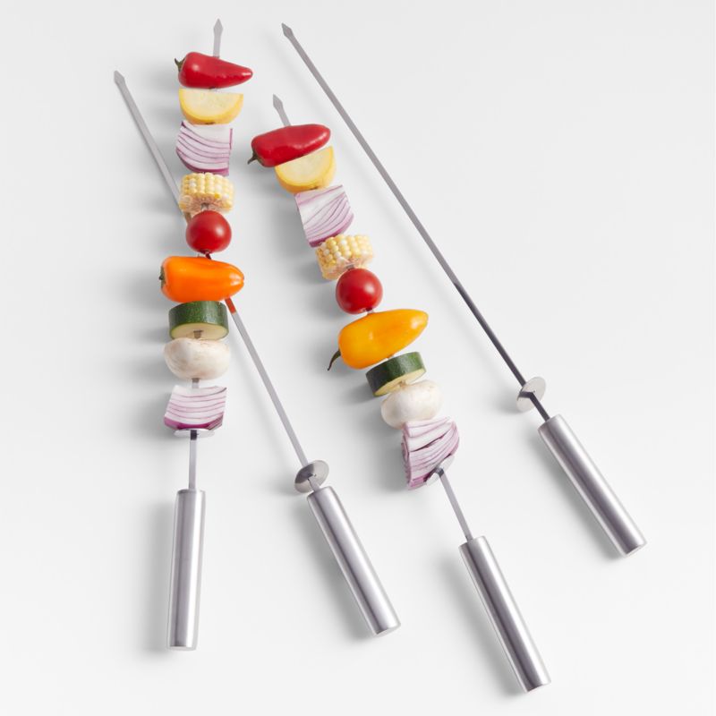 Stainless Steel Sliding Skewers with Hollow Handle Set of 4 Crate Barrel