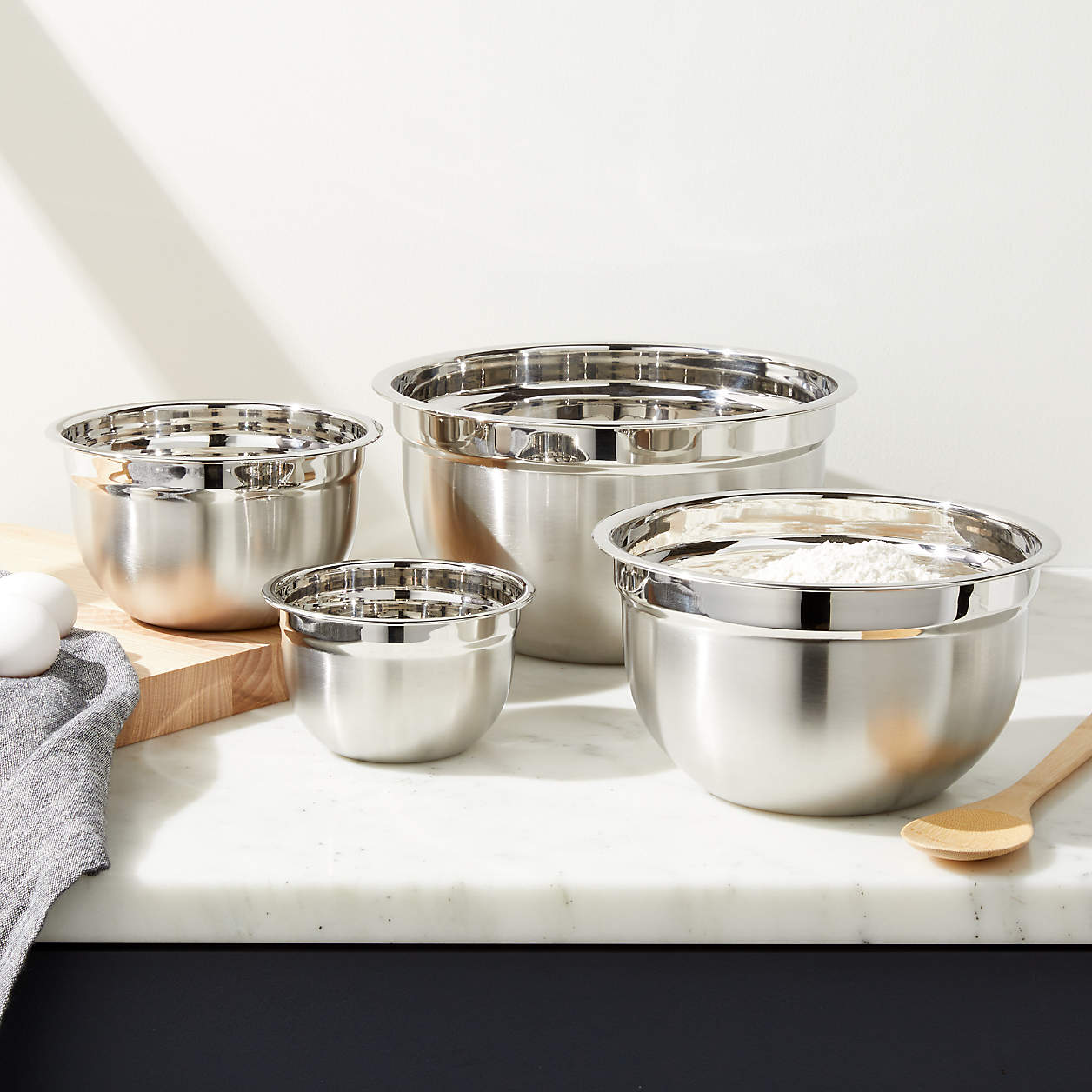 Crate & Barrel 4-Piece Stainless Steel Bowls