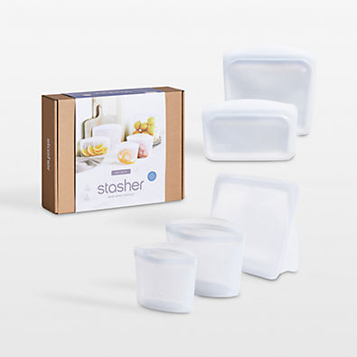 View Stasher Clear Reusable Silicone 5-Piece Bag Set details