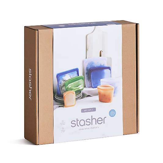 Stasher Multi-Color Reusable Silicone 7-Piece Bag Set