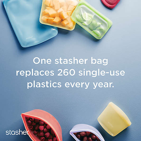 Stasher 3-Piece Clear Reusable Silicone Sandwich and Half-Gallon Bag Set