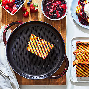 Crate&Barrel Staub 12 Square Grill Pan Cherry