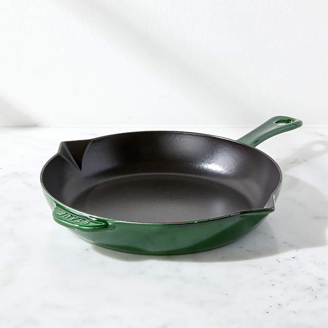 Staub 10 Cast Iron Grill Pan w/spouts Green Enamel Exterior