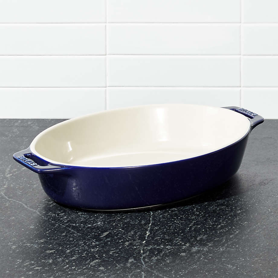 Staub Ceramic 2-Piece Oval Baking Dish Set, Dark Blue