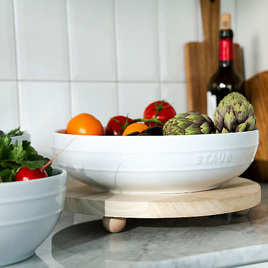 Staub 11.5" White Stoneware Shallow Serving Bowl