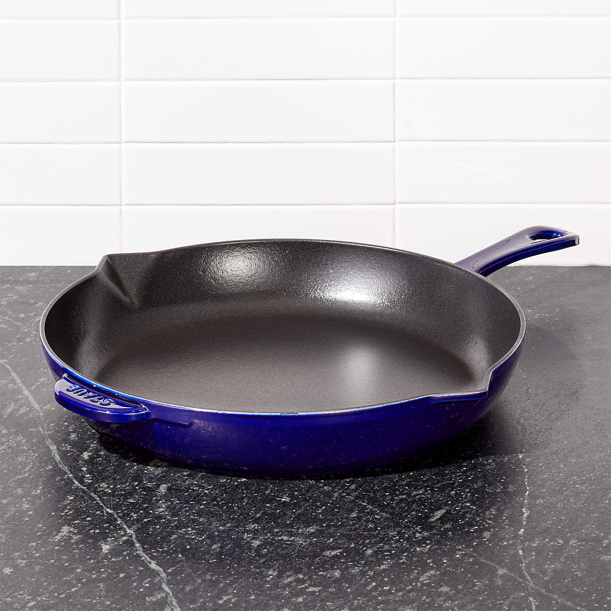 Staub Dark Blue 12" Fry Pan + Reviews Crate & Barrel