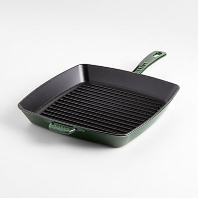 View Staub 12" Basil Enameled Cast Iron Square Grill Pan details