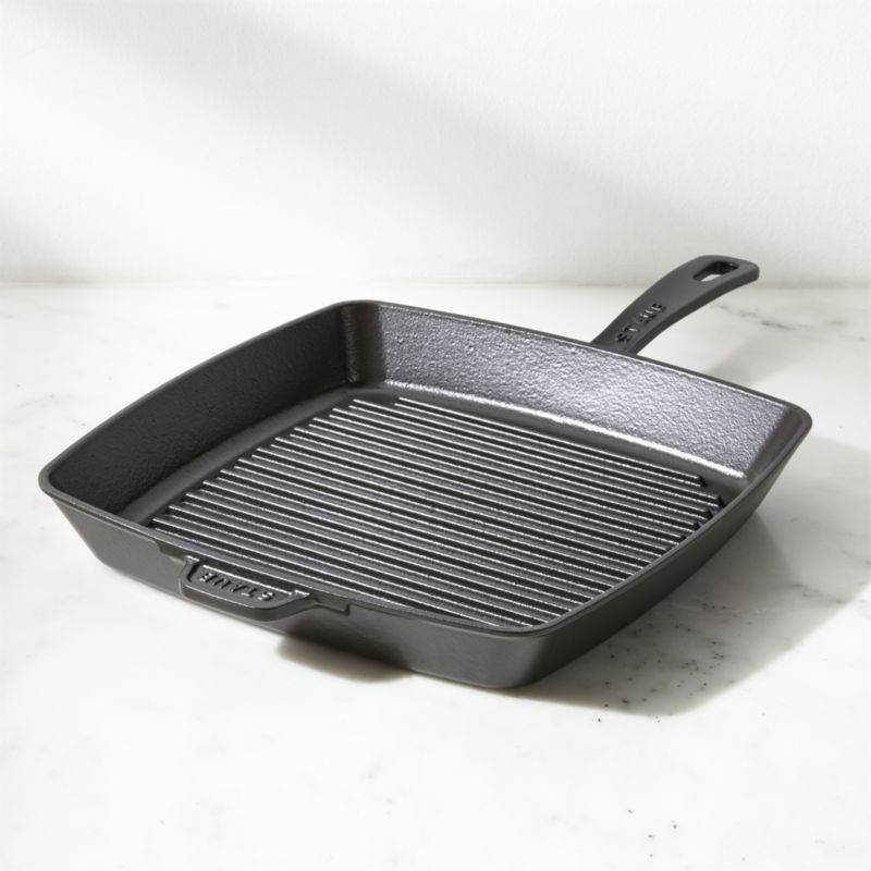 Staub Matte Black 12" Square Grill Pan + Reviews | Crate & Barrel