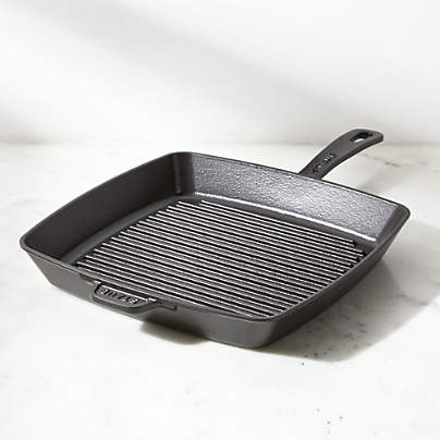 Staub ® 12" Matte Black Enameled Cast Iron Square Grill Pan