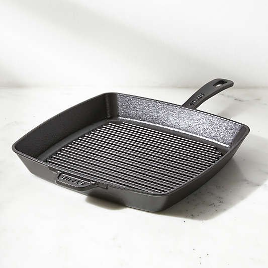 Staub ® 12" Matte Black Enameled Cast Iron Square Grill Pan