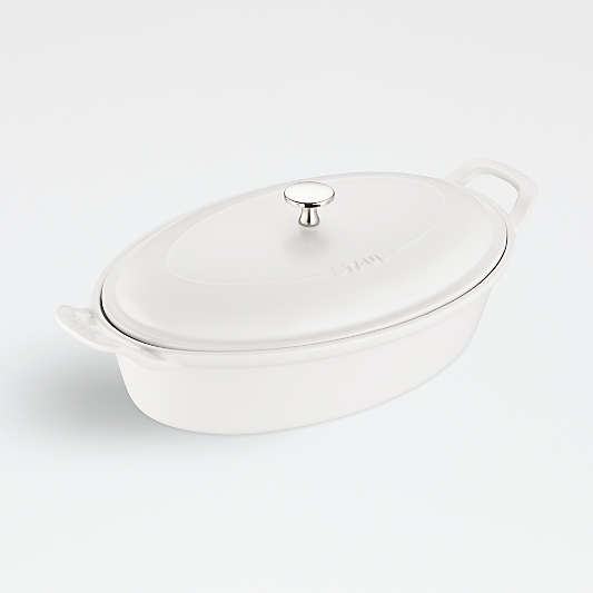 Staub ® 14" Oval Matte White Covered Baking Dish