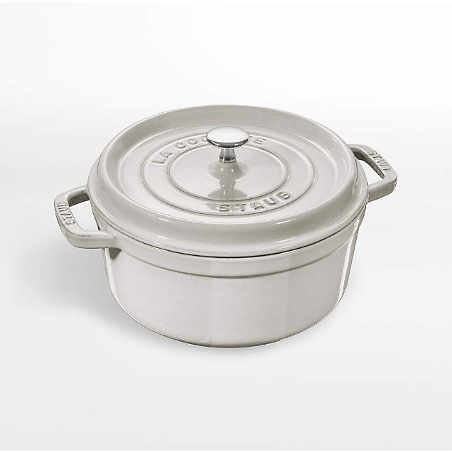 Staub 7Qt White Cocotte + Reviews Crate & Barrel