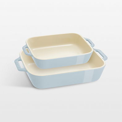 View Staub Macaron Pastel Blue Rectangular Bakers, Set of 2 details