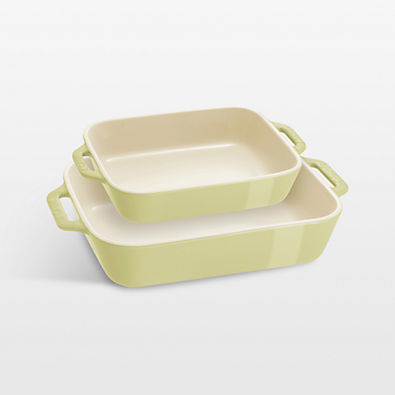 View Staub Macaron Pastel Green Rectangular Bakers, Set of 2 details