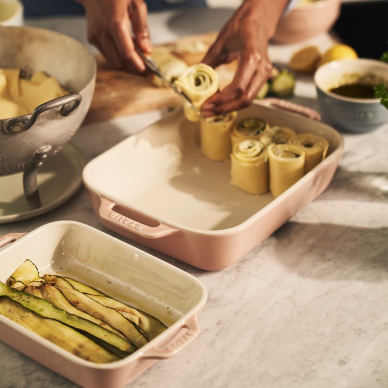 Staub Macaron Pastel Pink Rectangular Bakers, Set of 2 - image 1 of 7