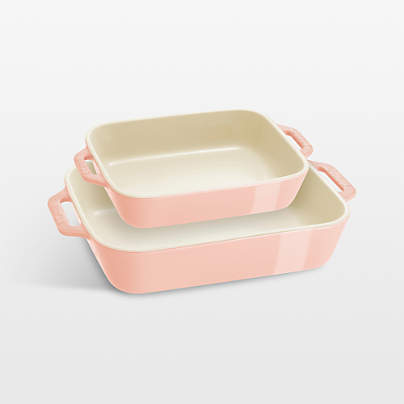 Staub Macaron Pastel Pink Rectangular Bakers, Set of 2