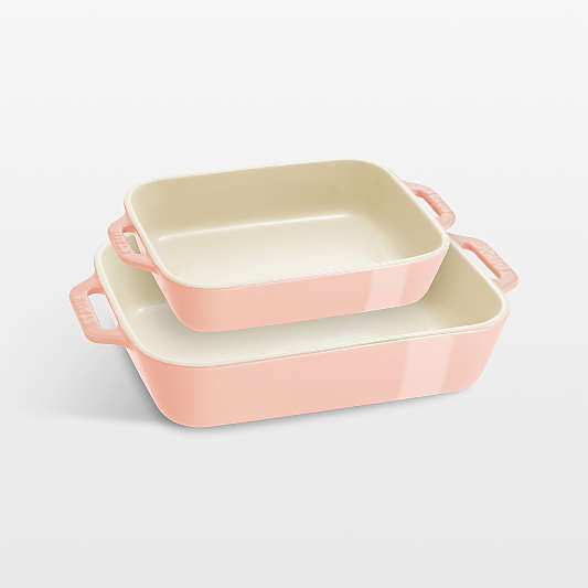 Staub Macaron Pastel Pink Rectangular Bakers, Set of 2