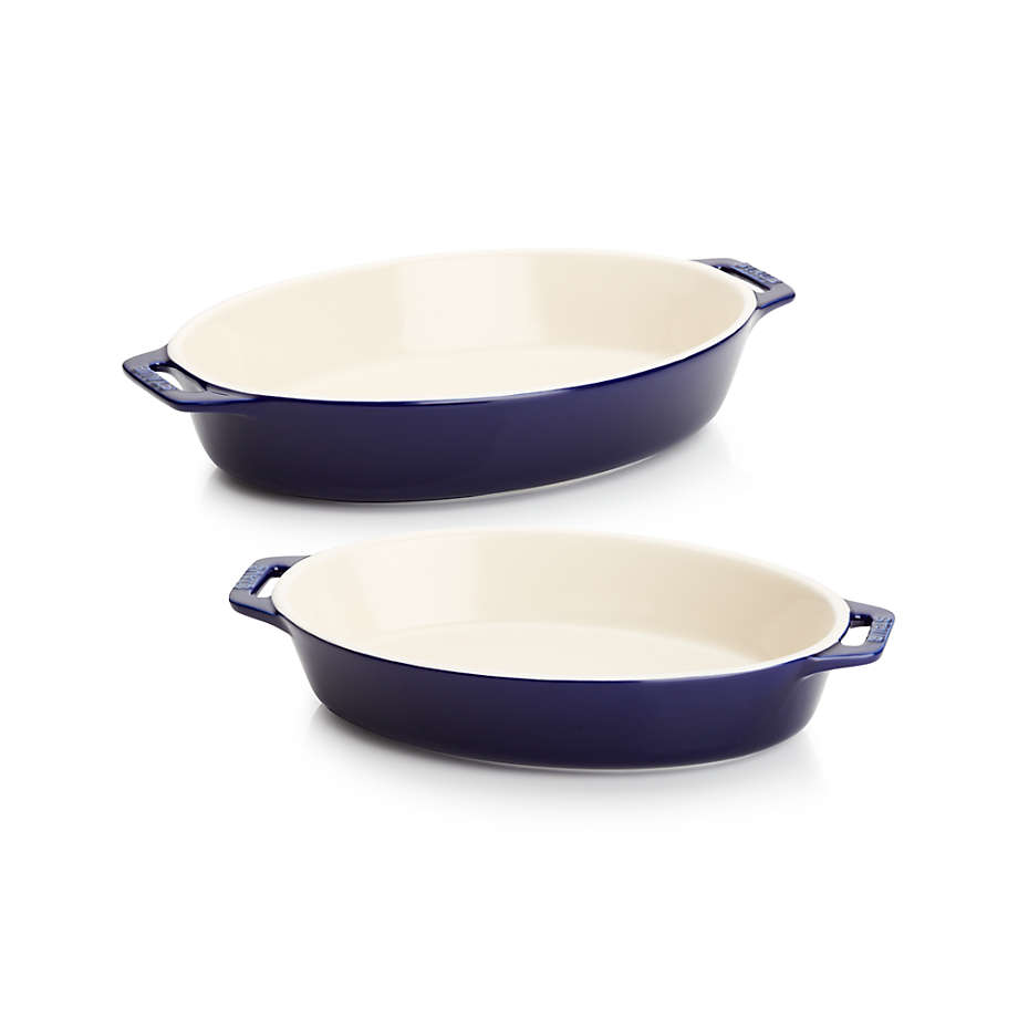 Staub 2 Piece Oval Baking Dish Set- Dark Blue