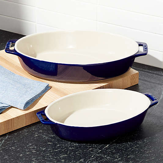 Staub ® Dark Blue 2-Piece Oval Baker Set