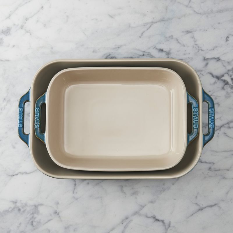 Staub Rustic Turquoise 2-Piece Rectangular Baker Set + Reviews | Crate ...