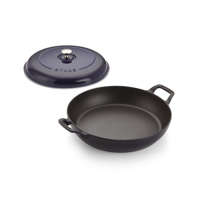 Staub 3.5-Qt Dark Blue Braiser + Reviews | Crate & Barrel